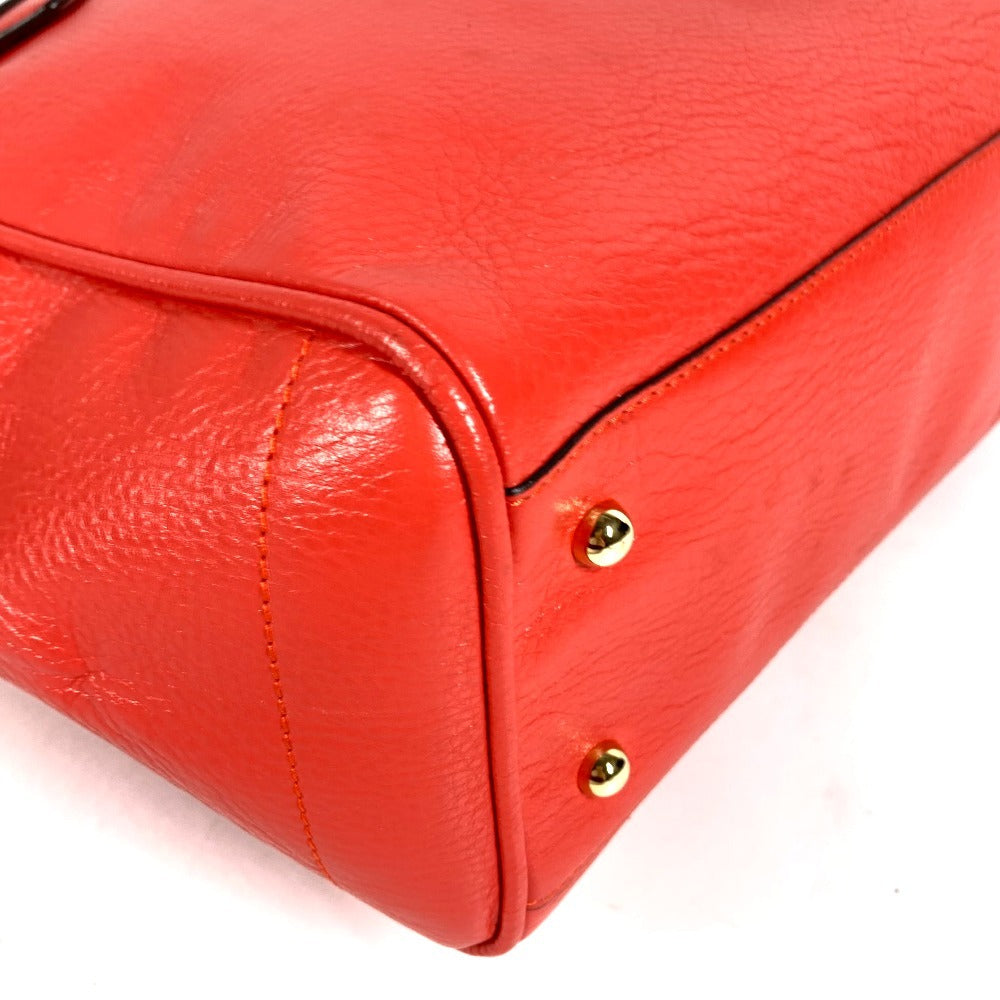 LOEWE Logo Heritage Shoulder Tote Bag Leather Unisex Orange-Red