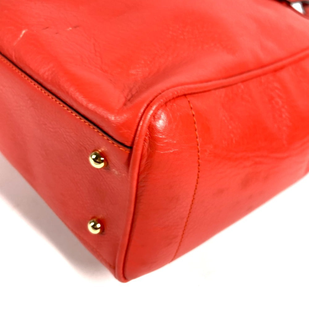LOEWE Logo Heritage Shoulder Tote Bag Leather Unisex Orange-Red