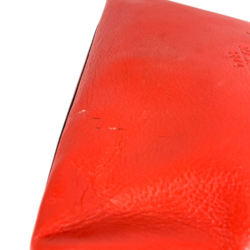 LOEWE Logo Heritage Shoulder Tote Bag Leather Unisex Orange-Red