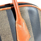 FENDI Vintage Pecan Logo Bag Handbag Tote Bag PVC/Leather Women's Khaki