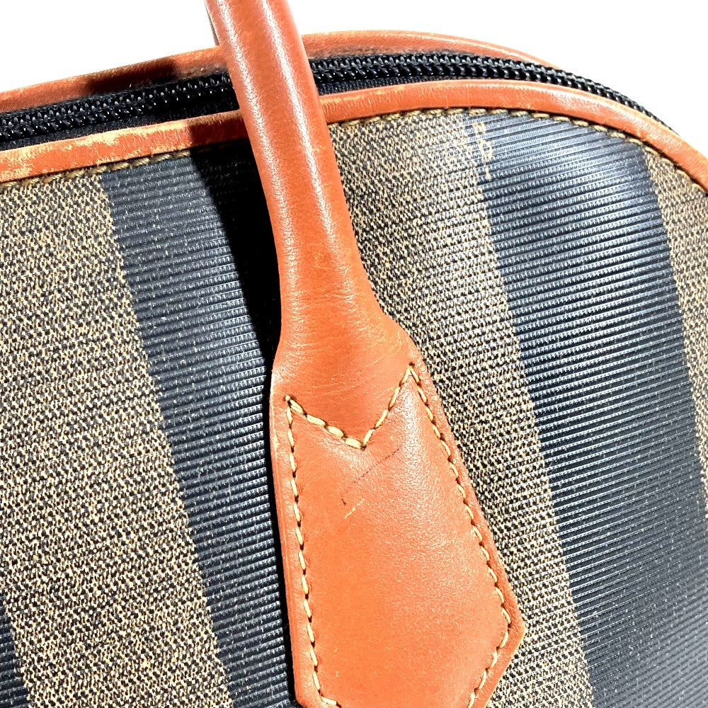 FENDI Vintage Pecan Logo Bag Handbag Tote Bag PVC/Leather Women's Khaki