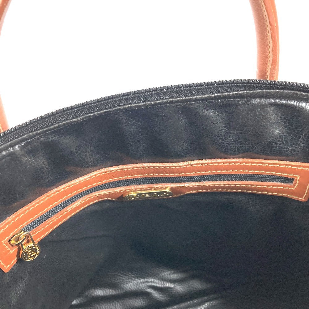 FENDI Vintage Pecan Logo Bag Handbag Tote Bag PVC/Leather Women's Khaki