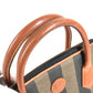 FENDI Vintage Pecan Logo Bag Handbag Tote Bag PVC/Leather Women's Khaki