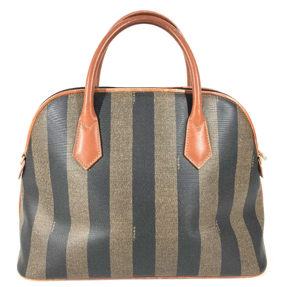 FENDI Vintage Pecan Logo Bag Handbag Tote Bag PVC/Leather Women's Khaki