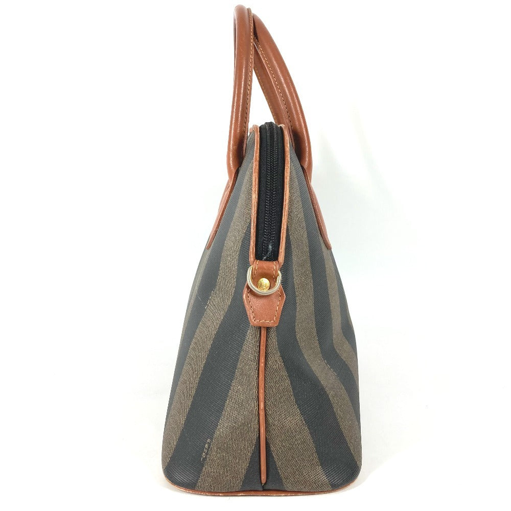 FENDI Vintage Pecan Logo Bag Handbag Tote Bag PVC/Leather Women's Khaki