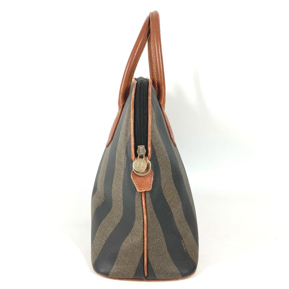 FENDI Vintage Pecan Logo Bag Handbag Tote Bag PVC/Leather Women's Khaki