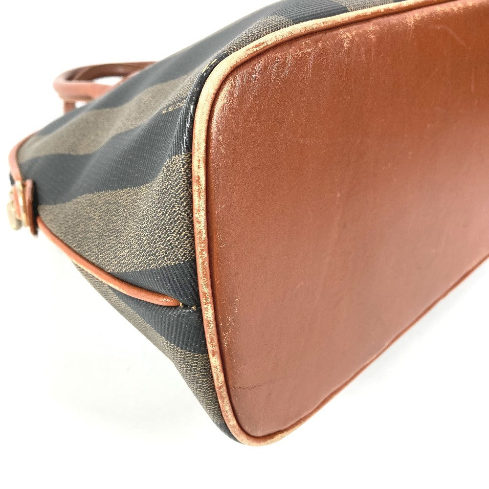 FENDI Vintage Pecan Logo Bag Handbag Tote Bag PVC/Leather Women's Khaki