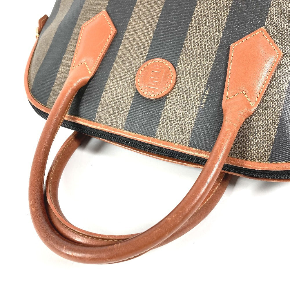 FENDI Vintage Pecan Logo Bag Handbag Tote Bag PVC/Leather Women's Khaki