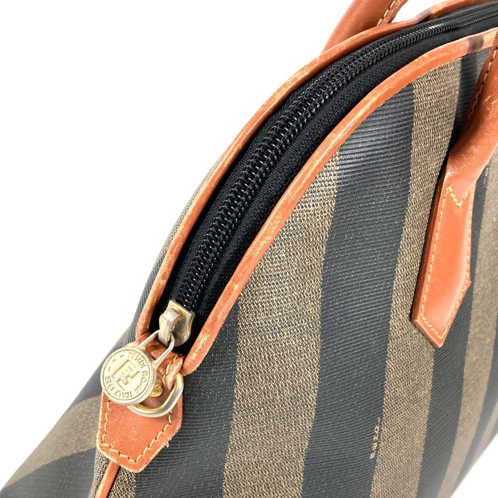 FENDI Vintage Pecan Logo Bag Handbag Tote Bag PVC/Leather Women's Khaki