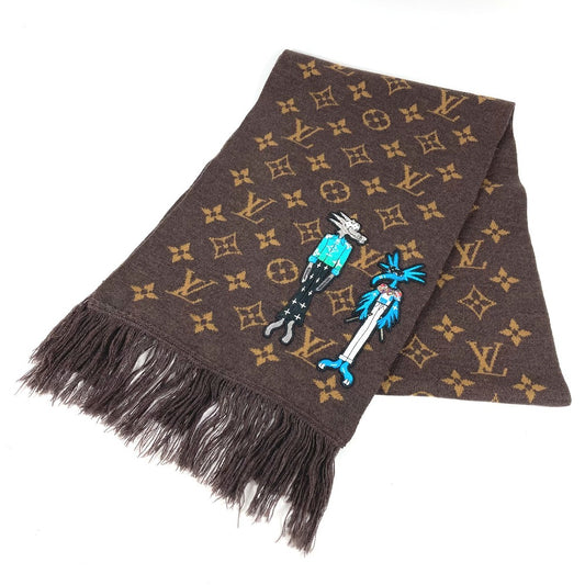 LOUIS VUITTON MP2964 ヴァージルアブロー エシャルプLVフレンズ フリンジ マフラー ウール ユニセックス ブラウン