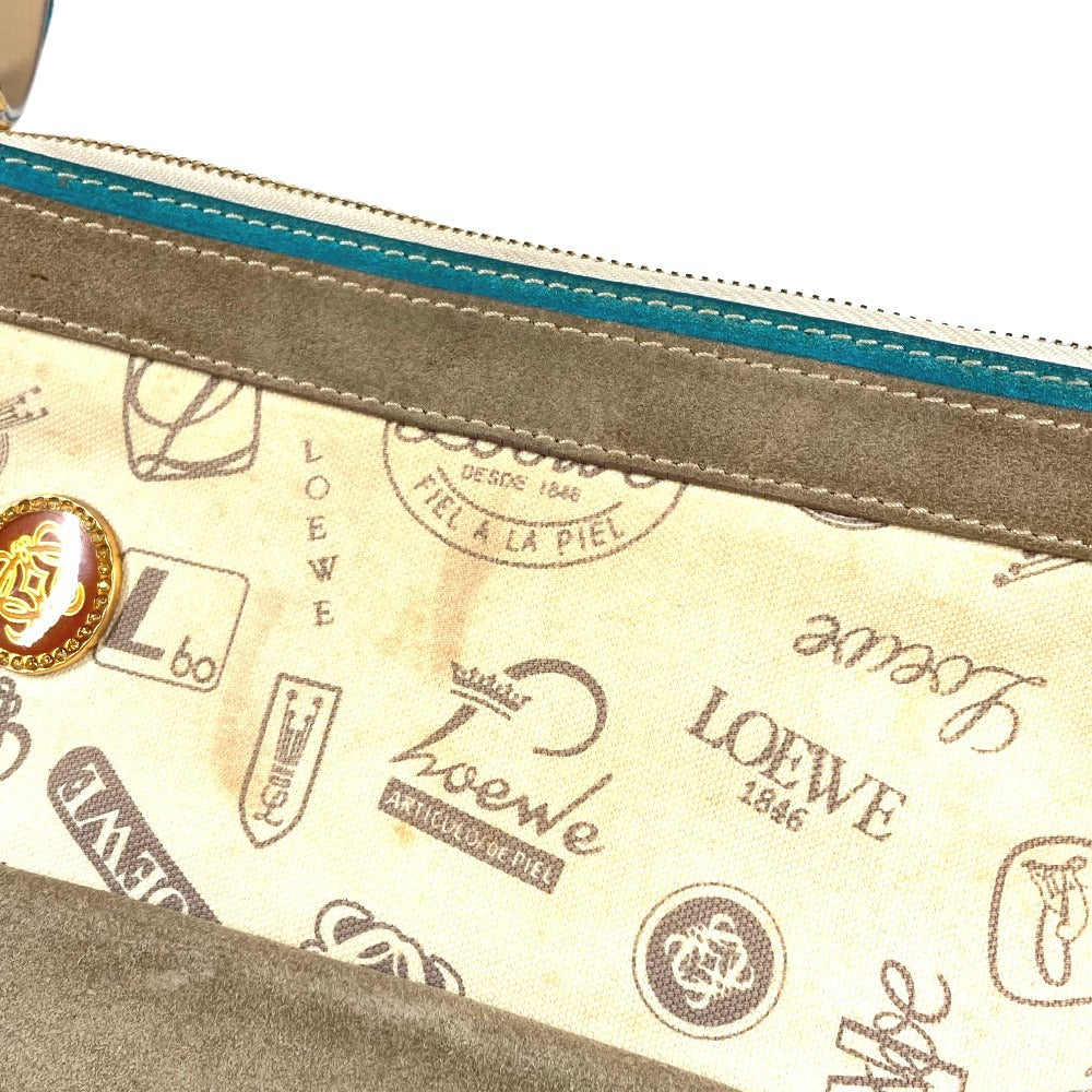 LOEWE 160th Anniversary Logo Crossbody Bag Pochette All-over Print Shoulder Bag Leather/Canvas Unisex Beige