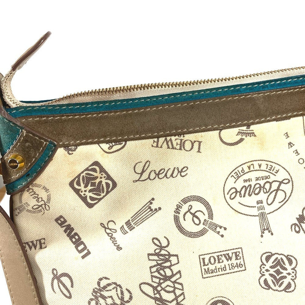 LOEWE 160th Anniversary Logo Crossbody Bag Pochette All-over Print Shoulder Bag Leather/Canvas Unisex Beige