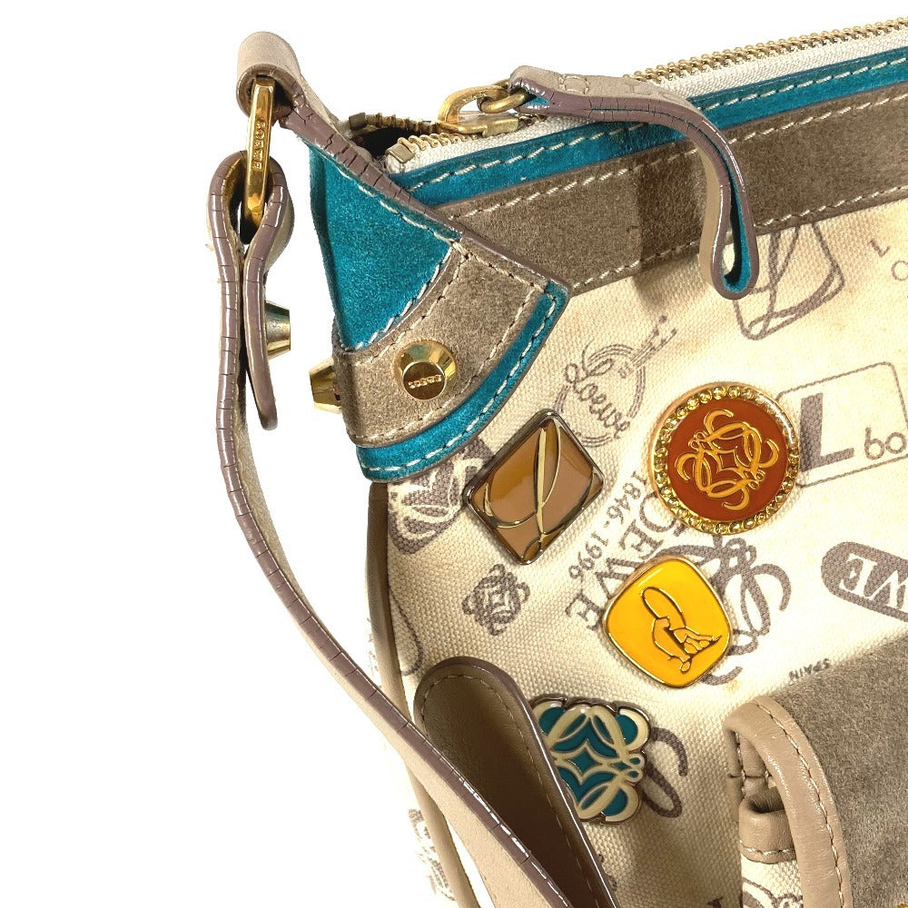 LOEWE 160th Anniversary Logo Crossbody Bag Pochette All-over Print Shoulder Bag Leather/Canvas Unisex Beige