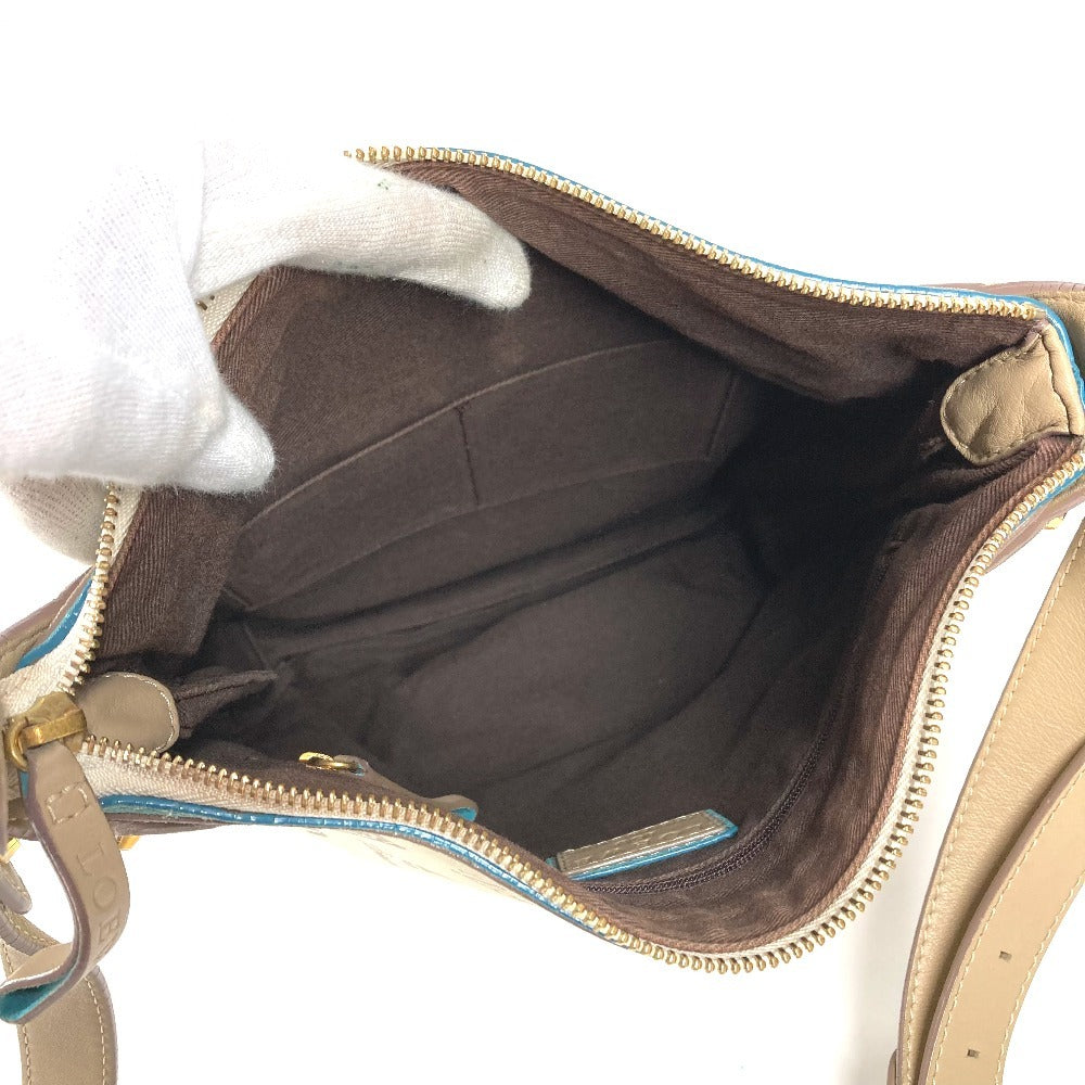 LOEWE 160th Anniversary Logo Crossbody Bag Pochette All-over Print Shoulder Bag Leather/Canvas Unisex Beige