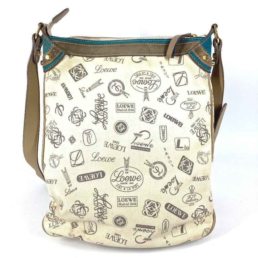 LOEWE 160th Anniversary Logo Crossbody Bag Pochette All-over Print Shoulder Bag Leather/Canvas Unisex Beige