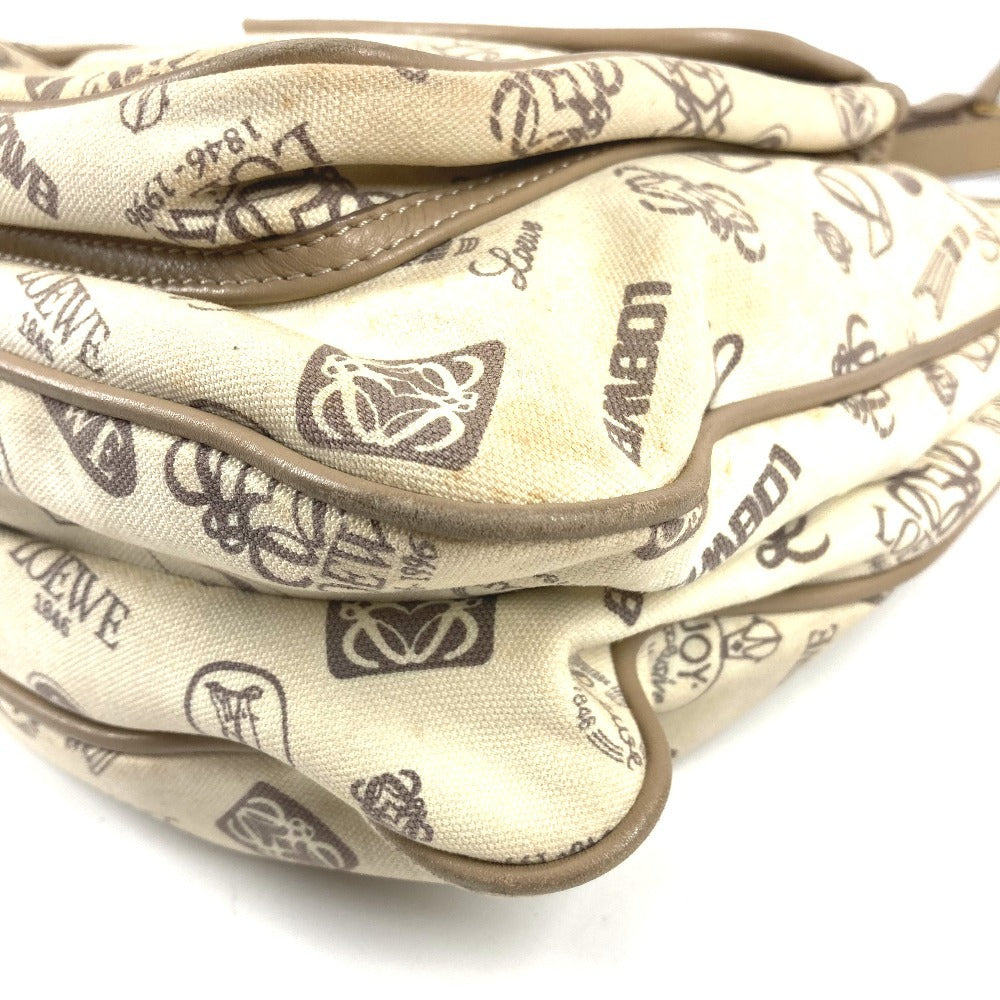 LOEWE 160th Anniversary Logo Crossbody Bag Pochette All-over Print Shoulder Bag Leather/Canvas Unisex Beige