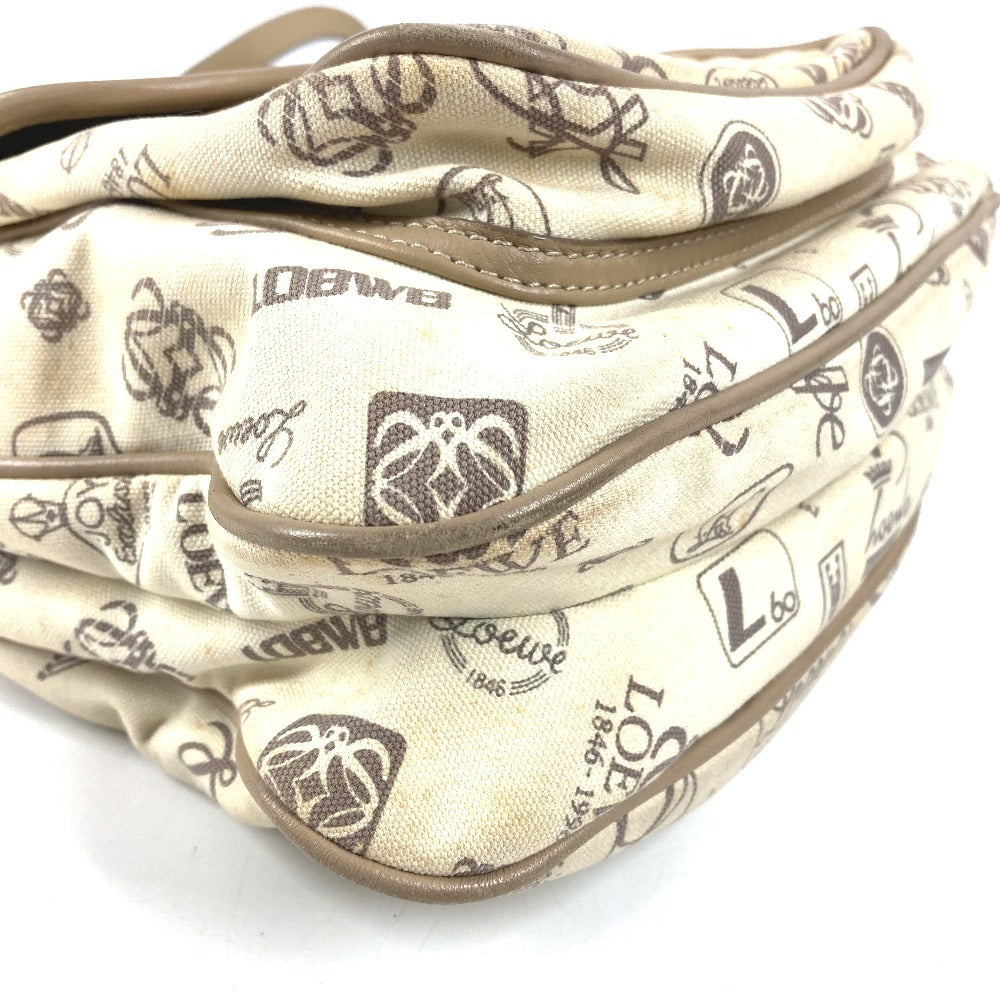 LOEWE 160th Anniversary Logo Crossbody Bag Pochette All-over Print Shoulder Bag Leather/Canvas Unisex Beige