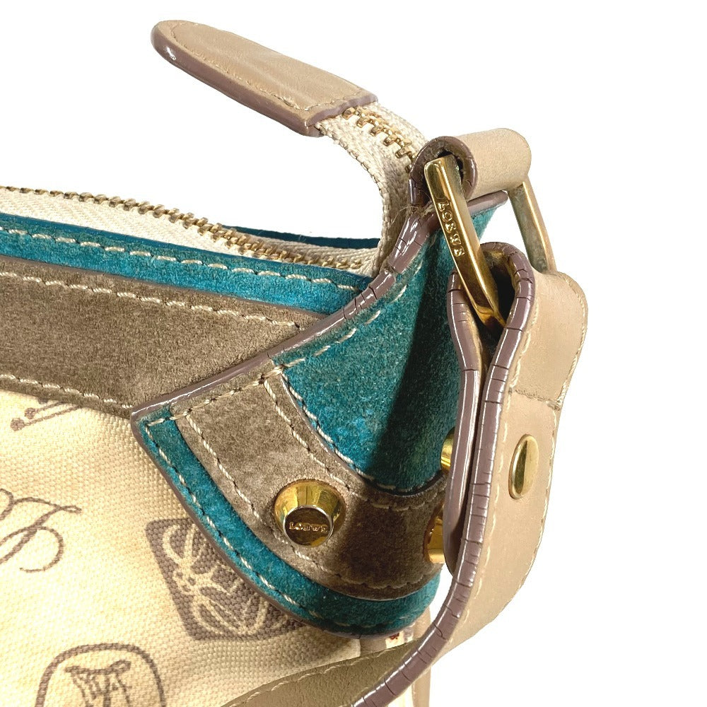 LOEWE 160th Anniversary Logo Crossbody Bag Pochette All-over Print Shoulder Bag Leather/Canvas Unisex Beige
