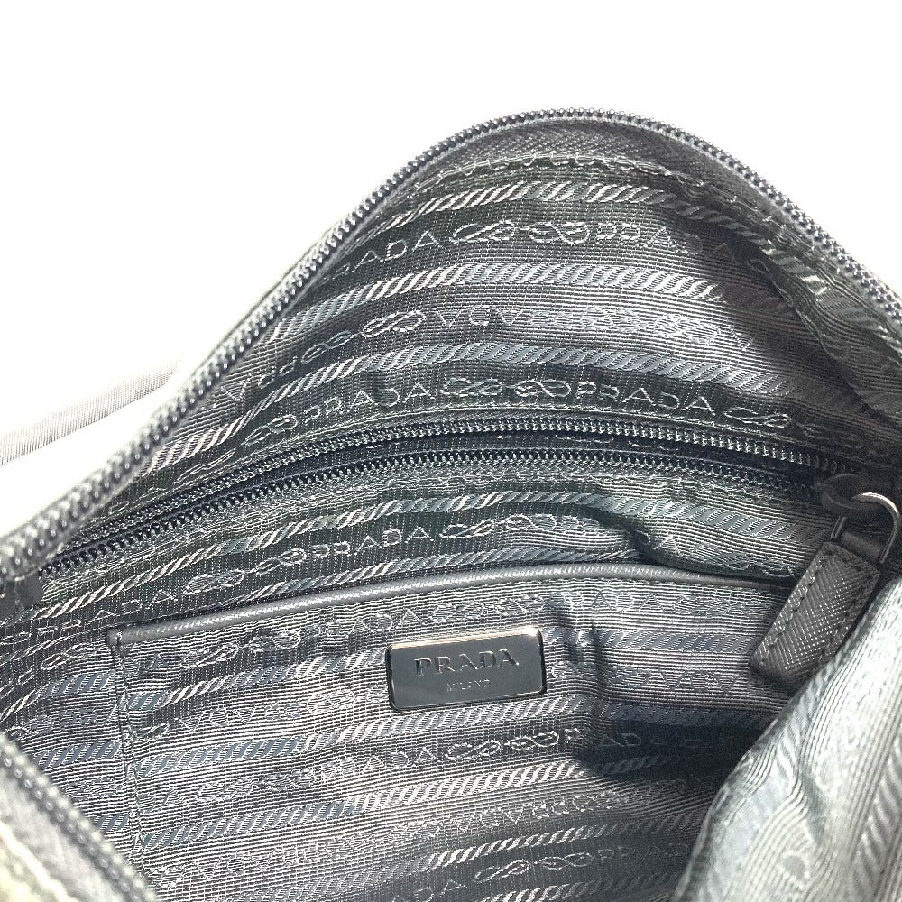 PRADA BT0953 Triangle Logo Flap Crossbody Messenger Bag Shoulder Bag Leather/Nylon Unisex Gray