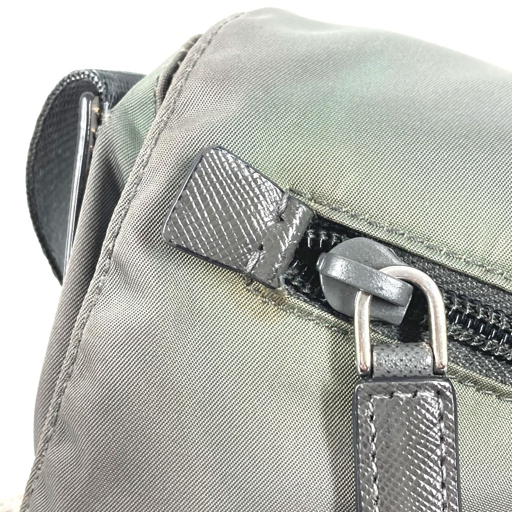 PRADA BT0953 Triangle Logo Flap Crossbody Messenger Bag Shoulder Bag Leather/Nylon Unisex Gray