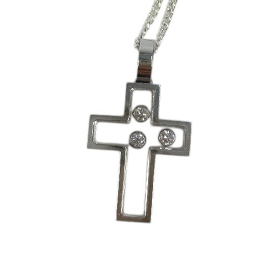 Chopard ダイヤ ハッピーダイヤモンド クロス ネックレス ジュエリー アクセサリー K18 金 18K ペンダントトップ WG750 レディース シルバー