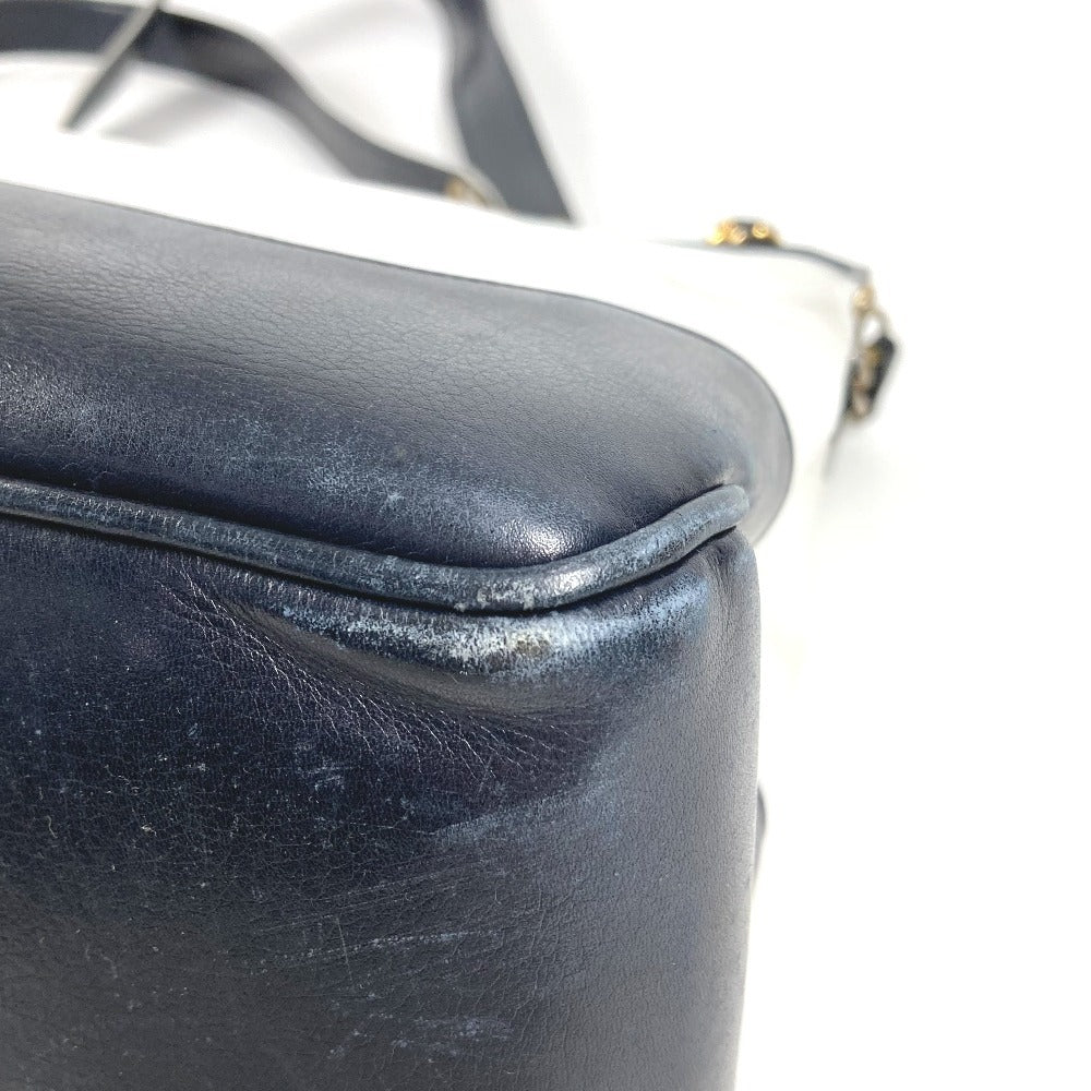 CHANEL ヴィンテージ バイカラー CC ココマーク ロゴ Wチェーン カバン 肩掛け トートバッグ チェーンバッグ ショルダーバッグ レザー ユニセックス ホワイト