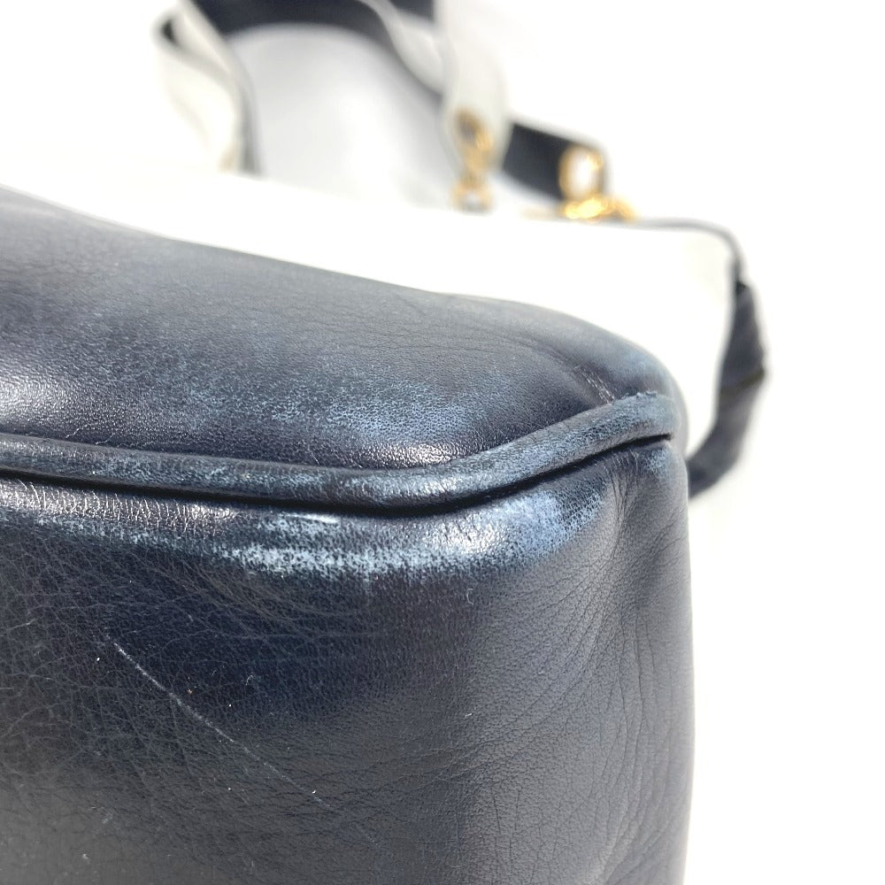 CHANEL ヴィンテージ バイカラー CC ココマーク ロゴ Wチェーン カバン 肩掛け トートバッグ チェーンバッグ ショルダーバッグ レザー ユニセックス ホワイト