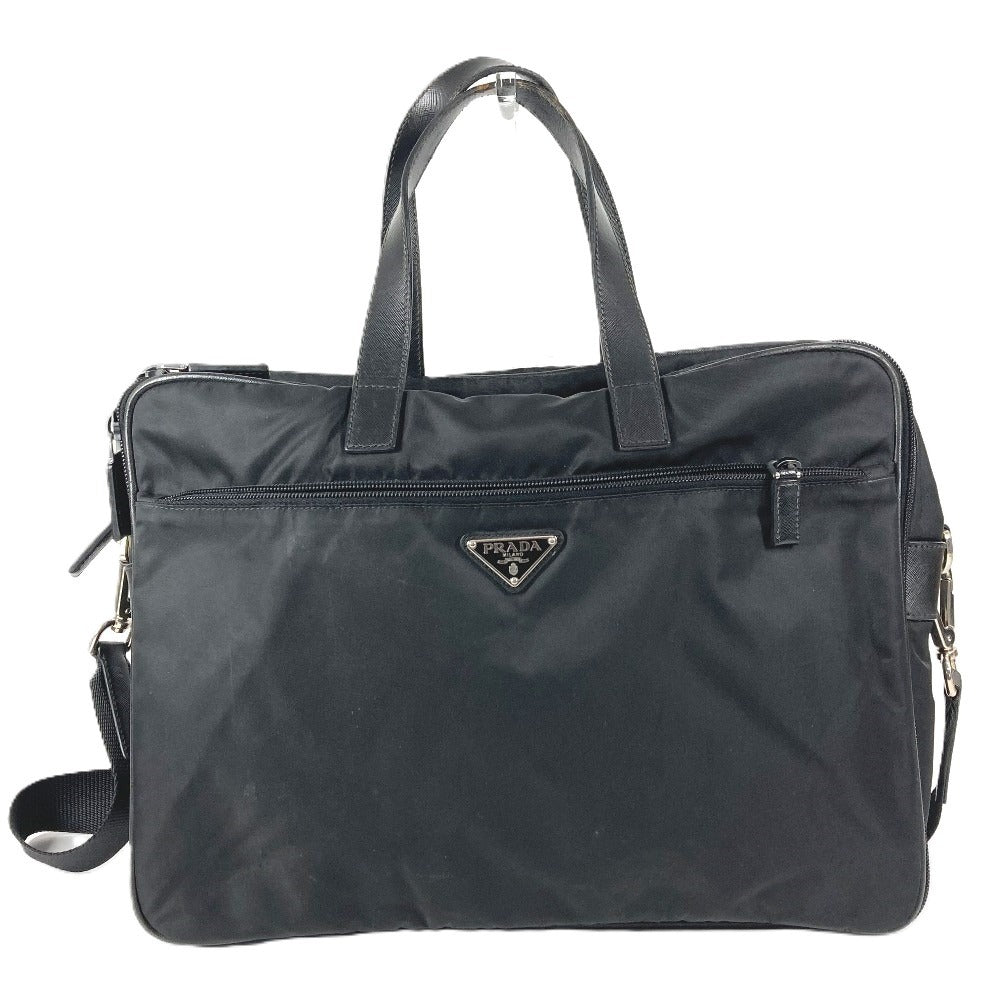PRADA Briefcase Document Bag Triangle Logo Triangle Logo Plate Bag Tote Bag Shoulder Bag 2-Way Bag Shoulder Bag Business Bag Leather/Nylon Unisex Black