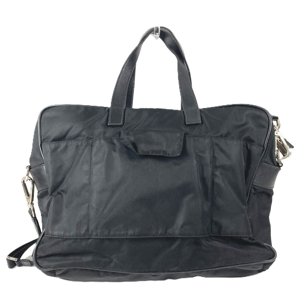 PRADA Briefcase Document Bag Triangle Logo Triangle Logo Plate Bag Tote Bag Shoulder Bag 2-Way Bag Shoulder Bag Business Bag Leather/Nylon Unisex Black