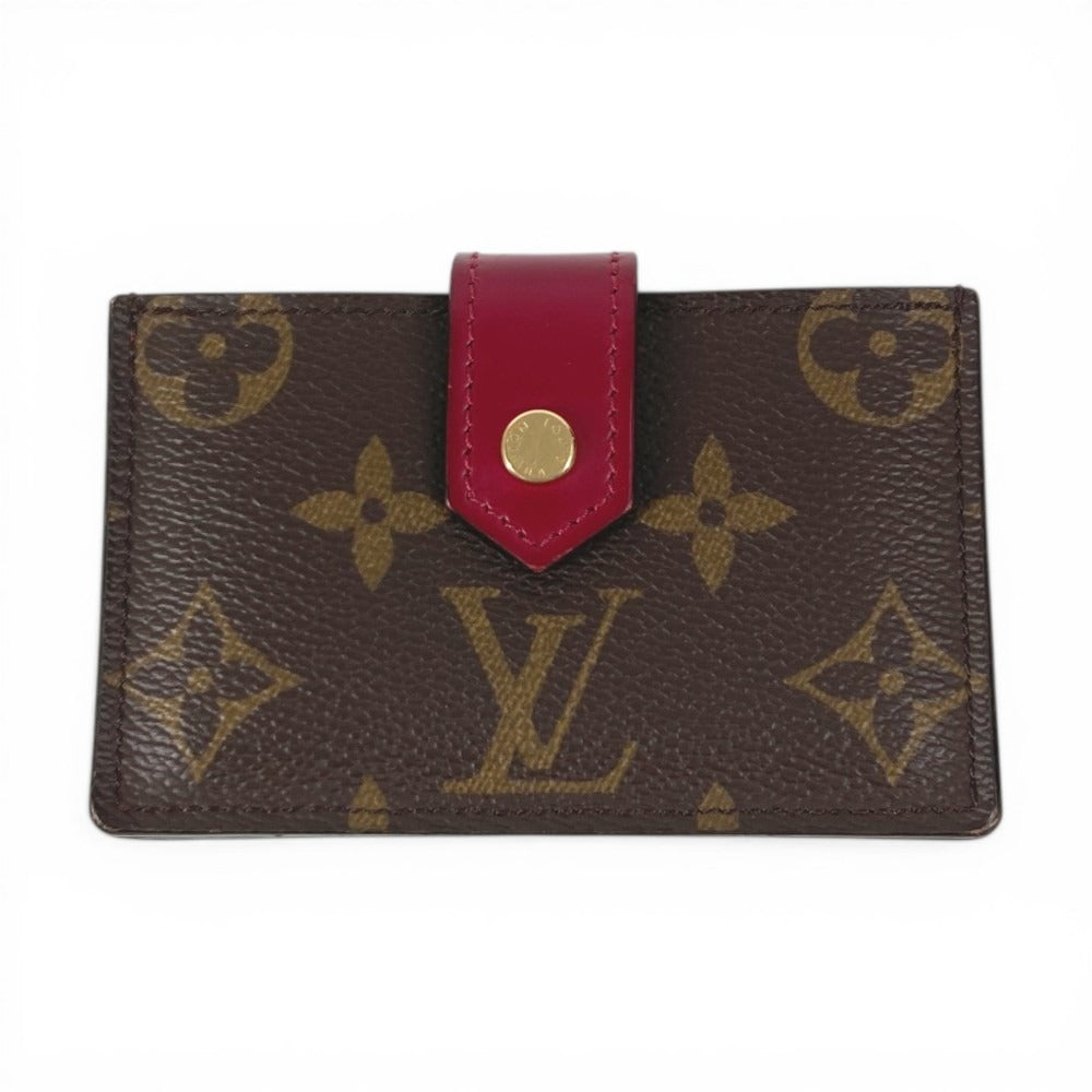 LOUIS VUITTON M69762 Monogram Porte Cartes Business Card Holder Pass Case Card Case Monogram Canvas Unisex Fushia Brown