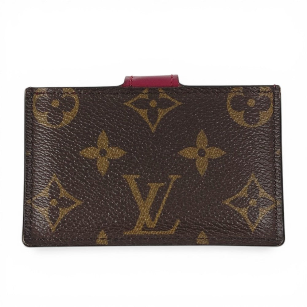 LOUIS VUITTON M69762 Monogram Porte Cartes Business Card Holder Pass Case Card Case Monogram Canvas Unisex Fushia Brown