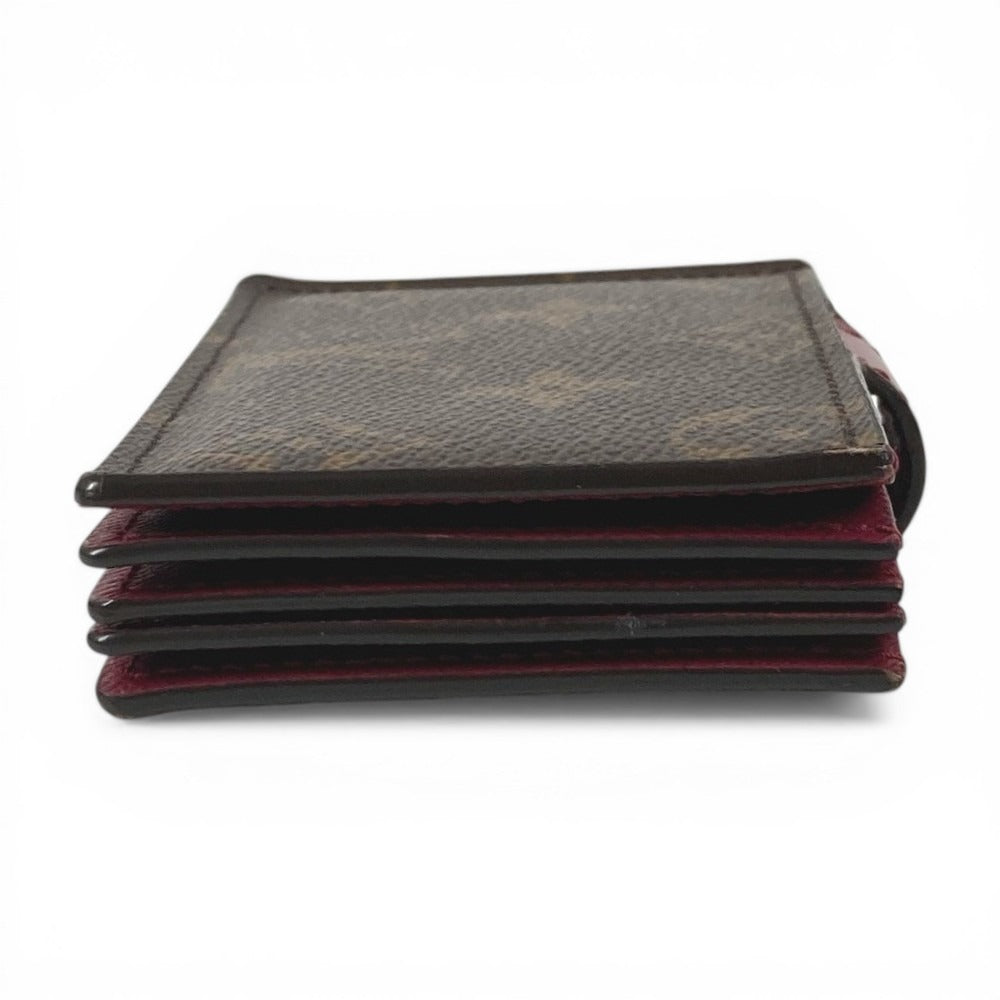 LOUIS VUITTON M69762 Monogram Porte Cartes Business Card Holder Pass Case Card Case Monogram Canvas Unisex Fushia Brown