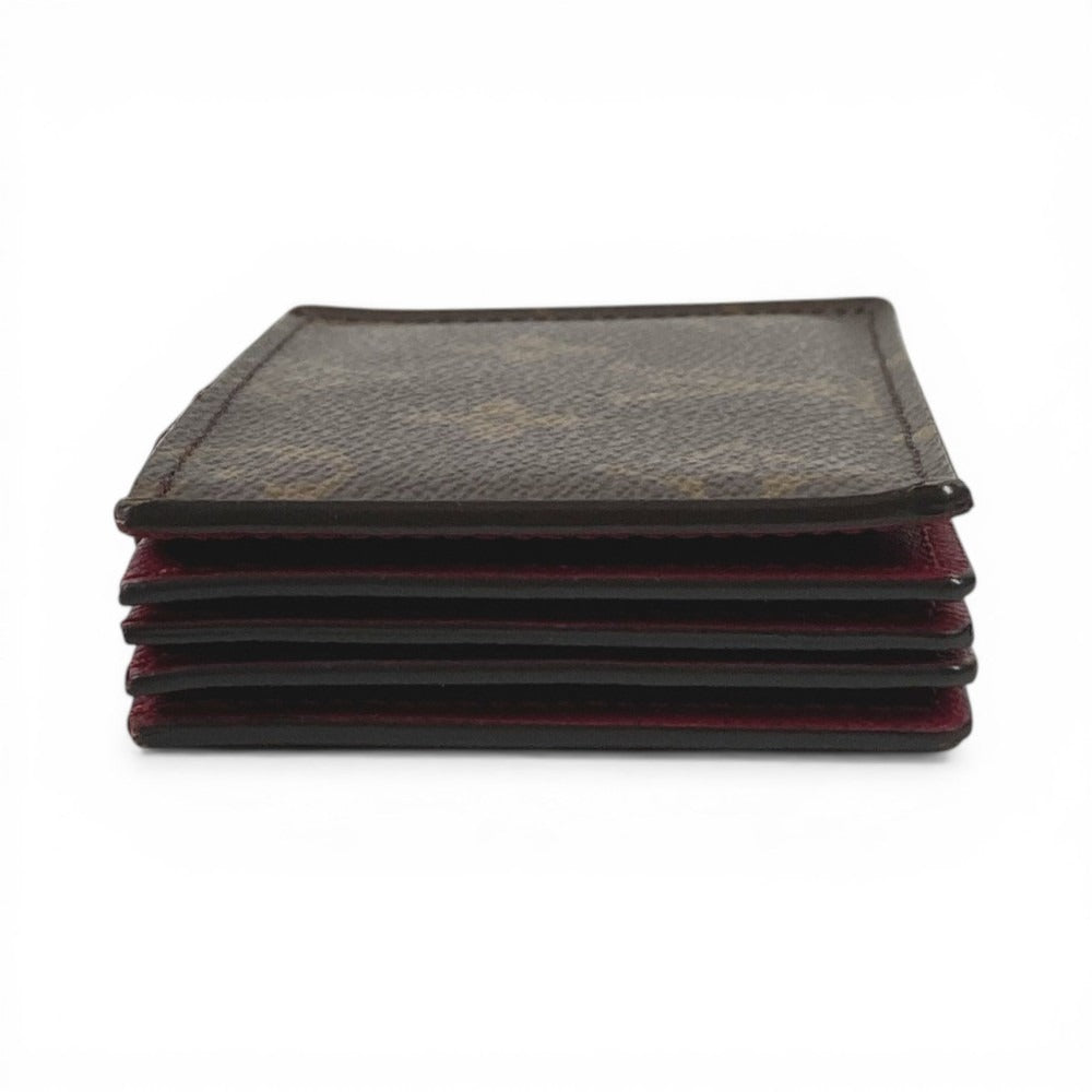 LOUIS VUITTON M69762 Monogram Porte Cartes Business Card Holder Pass Case Card Case Monogram Canvas Unisex Fushia Brown