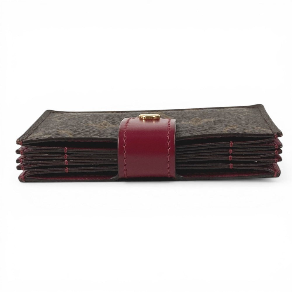 LOUIS VUITTON M69762 Monogram Porte Cartes Business Card Holder Pass Case Card Case Monogram Canvas Unisex Fushia Brown