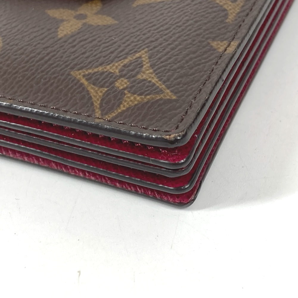 LOUIS VUITTON M69762 Monogram Porte Cartes Business Card Holder Pass Case Card Case Monogram Canvas Unisex Fushia Brown