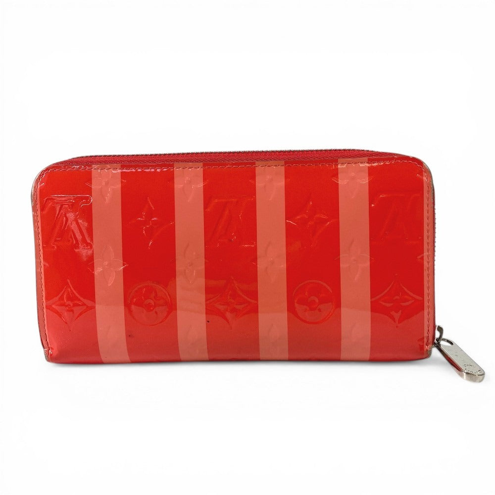 LOUIS VUITTON M58036 Monogram Vernis Rayures Zippy Wallet Long Wallet Round Fastener Long Wallet Monogram Vernis Canvas Unisex Poppy Petal Pink