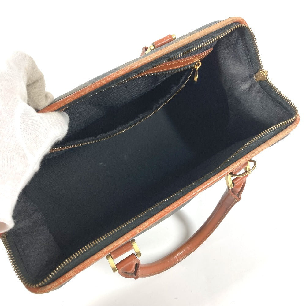 FENDI Vintage Pequin Mini Boston Bag Handbag PVC/Leather Unisex Khaki