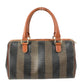 FENDI Vintage Pequin Mini Boston Bag Handbag PVC/Leather Unisex Khaki