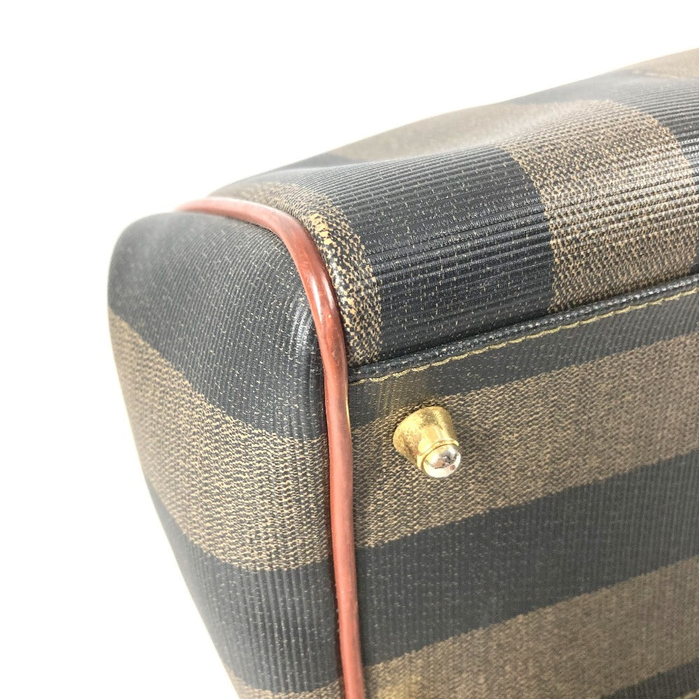 FENDI Vintage Pequin Mini Boston Bag Handbag PVC/Leather Unisex Khaki