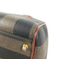 FENDI Vintage Pequin Mini Boston Bag Handbag PVC/Leather Unisex Khaki