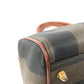 FENDI Vintage Pequin Mini Boston Bag Handbag PVC/Leather Unisex Khaki