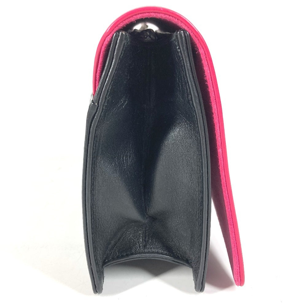 SAINT LAURENT PARIS 318026 Bicolor Bag Pouch Flap Clutch Bag Leather Unisex Black