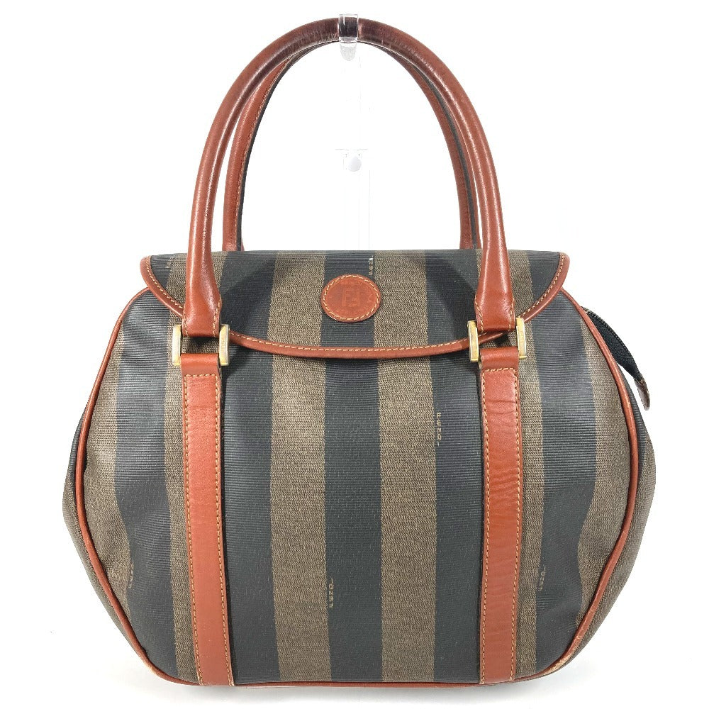 FENDI Vintage Logo Pecan Bag Tote Bag Flap Handbag PVC/Leather Unisex Khaki