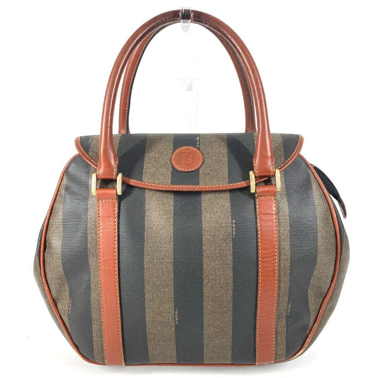FENDI Vintage Logo Pecan Bag Tote Bag Flap Handbag PVC/Leather Unisex Khaki