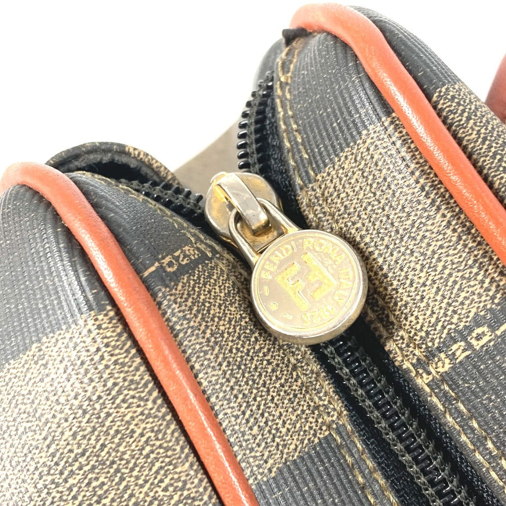 FENDI Vintage Logo Pecan Bag Tote Bag Flap Handbag PVC/Leather Unisex Khaki