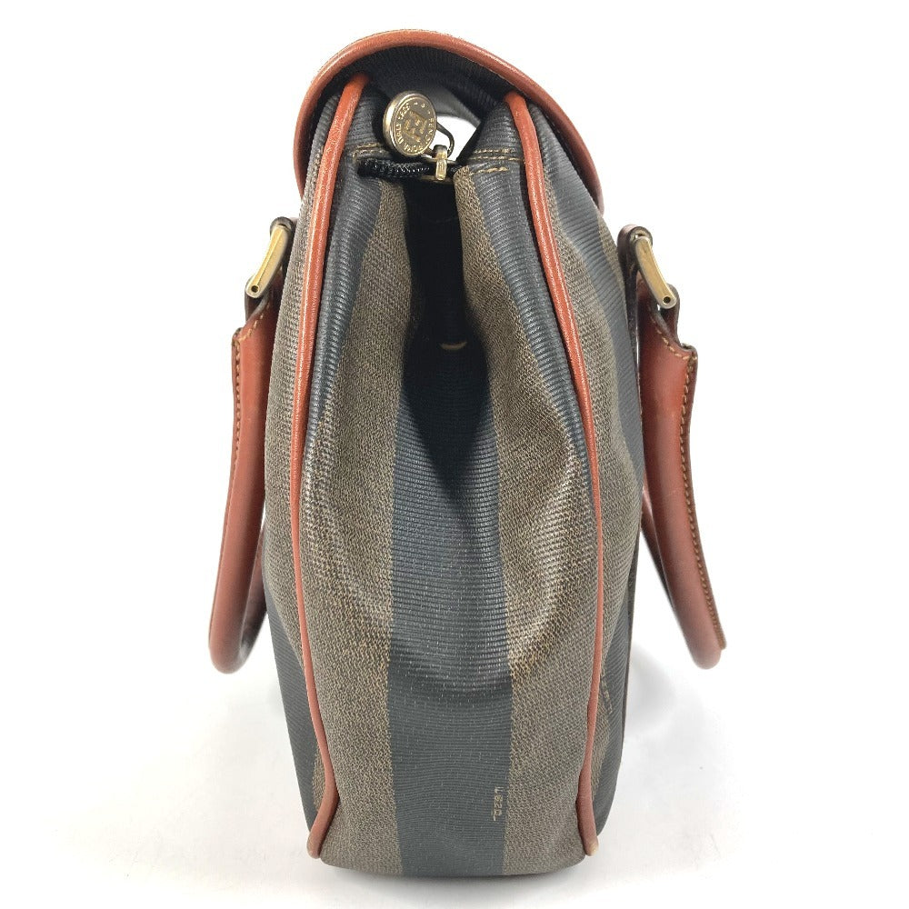 FENDI Vintage Logo Pecan Bag Tote Bag Flap Handbag PVC/Leather Unisex Khaki