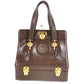 VERSACE ヴィンテージ サンバースト カバン ２段 バニティ BOX ボックス バニティバッグ ハンドバッグ レザー ユニセックス ブラウン