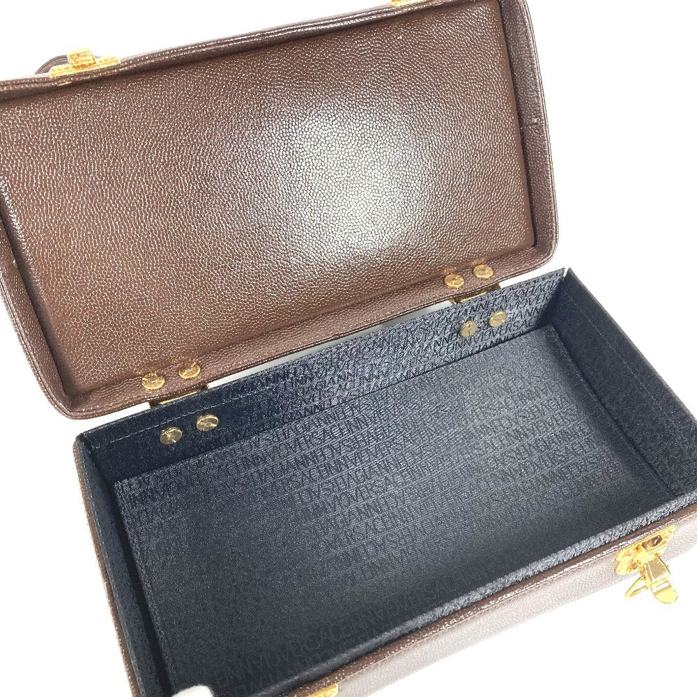 VERSACE ヴィンテージ サンバースト カバン ２段 バニティ BOX ボックス バニティバッグ ハンドバッグ レザー ユニセックス ブラウン