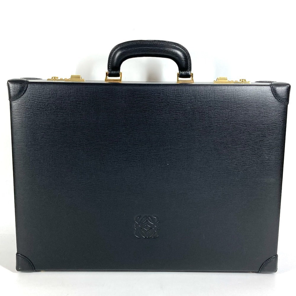 LOEWE ヴィンテージ ロゴ アナグラム アタッシュケース カバン トートバッグ ビジネスバッグ BOX ハンドバッグ レザー ユニセックス ブラック