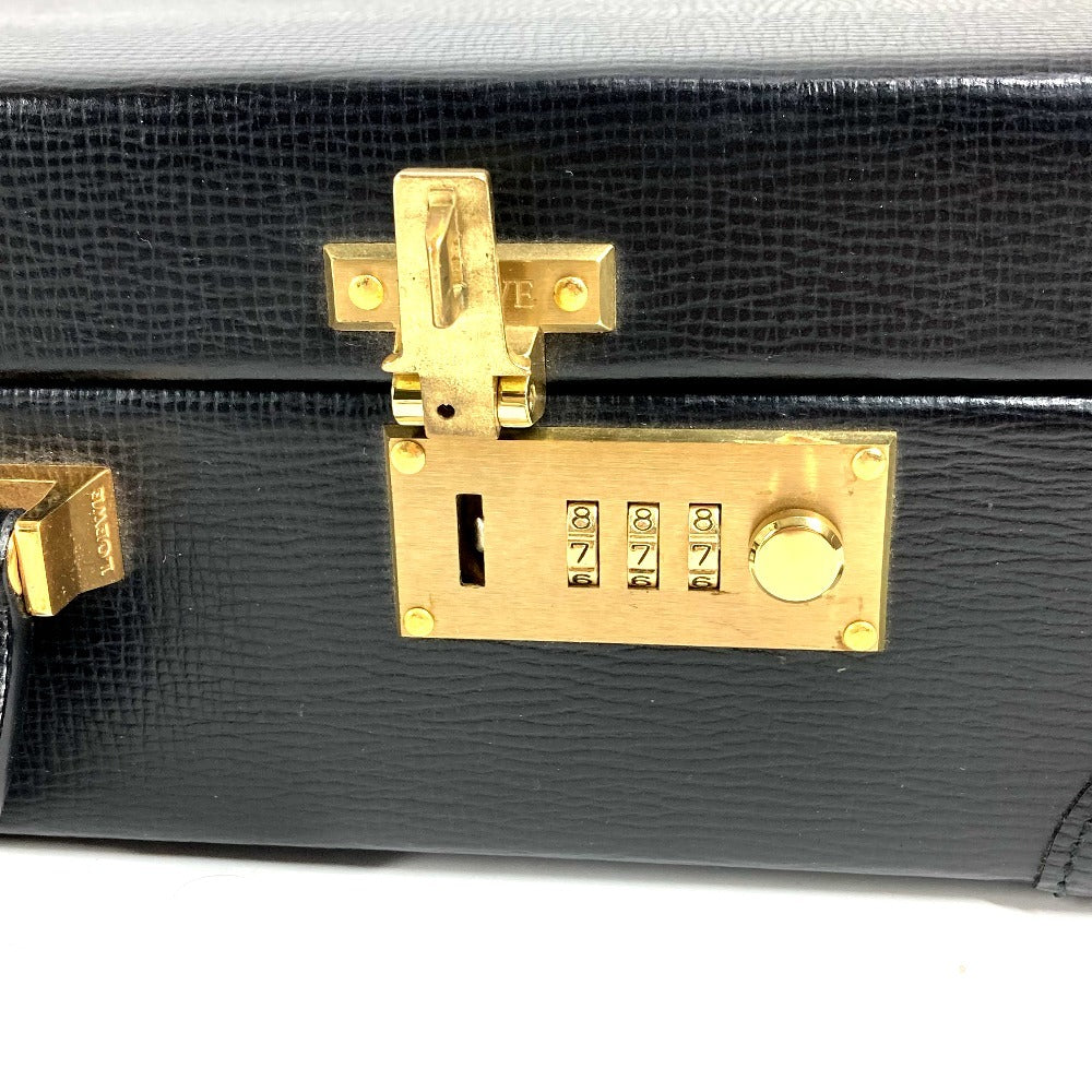 LOEWE ヴィンテージ ロゴ アナグラム アタッシュケース カバン トートバッグ ビジネスバッグ BOX ハンドバッグ レザー ユニセックス ブラック